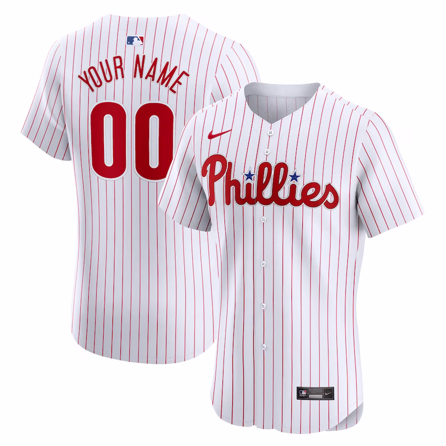 Men's Philadelphia Phillies Nike White Home Elite Custom Jersey - Puhuasuan
