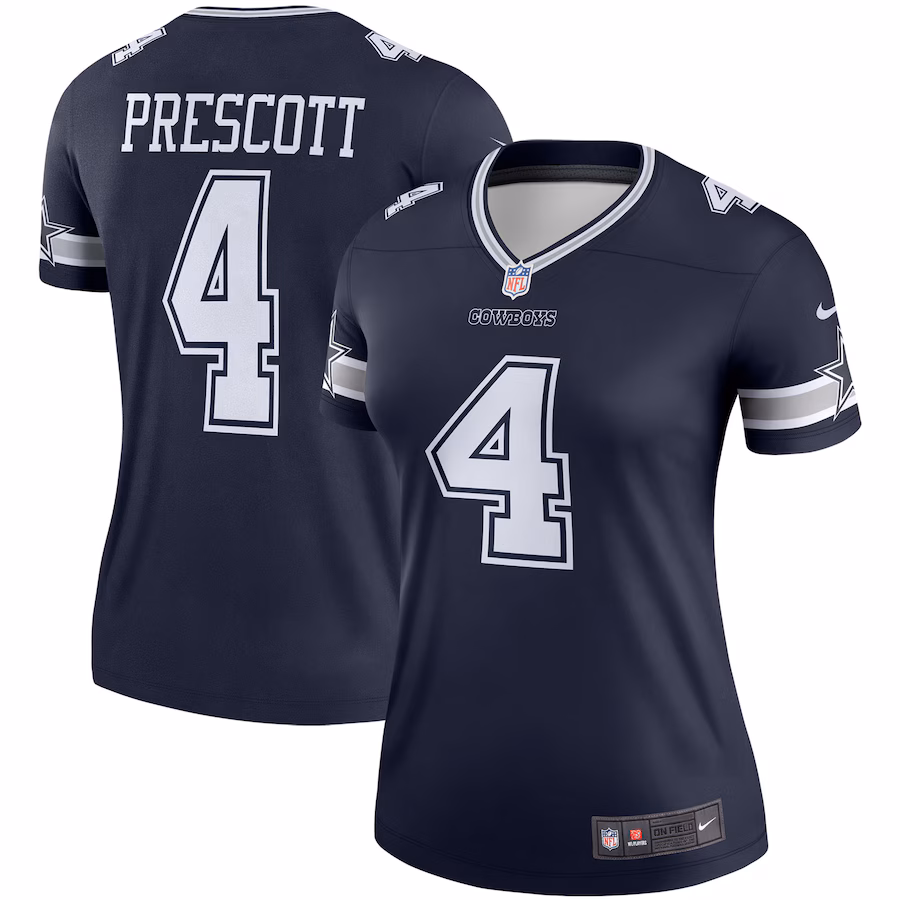 Women's Dallas Cowboys Dak Prescott Nike Navy Legend Player Performance Top - Puhuasuan