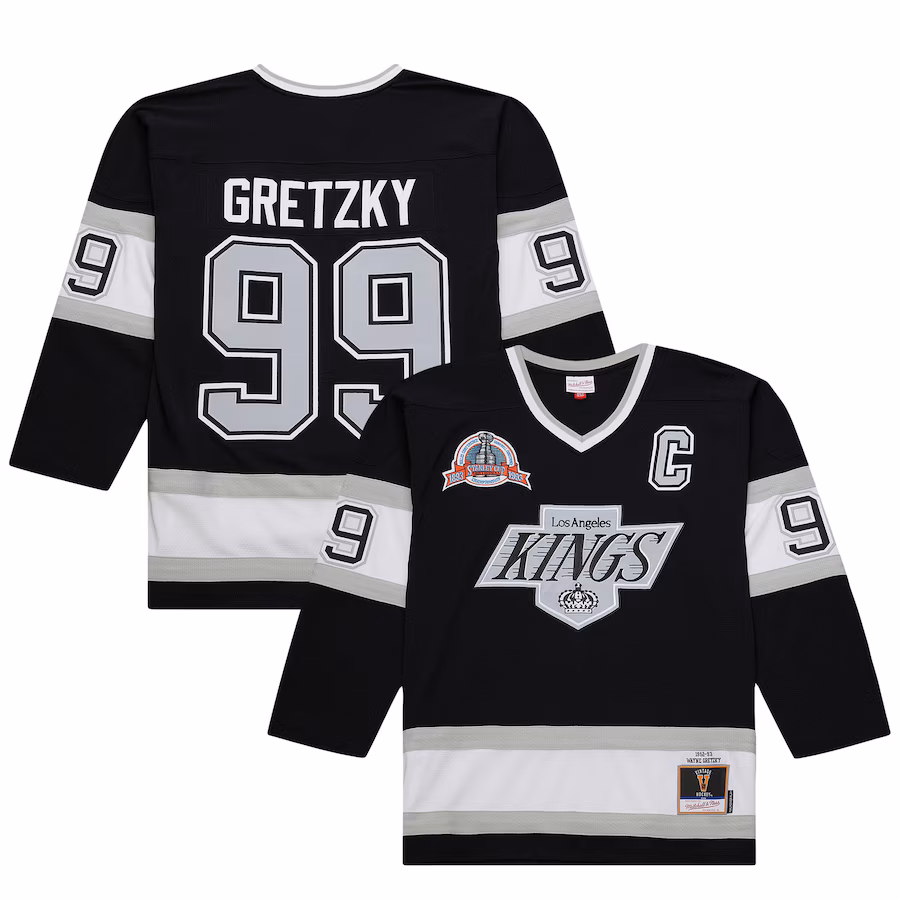 Men's Los Angeles Kings Wayne Gretzky Mitchell & Ness Black Big & Tall 1992/93 Blue Line 2.0 Jersey - Puhuasuan