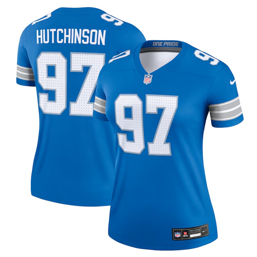 Women's Detroit Lions Aidan Hutchinson Nike Blue Legend Player Performance Top - Puhuasuan