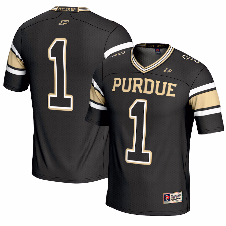 Men's GameDay Greats #1 Black Purdue Boilermakers Endzone Football Jersey - Puhuasuan