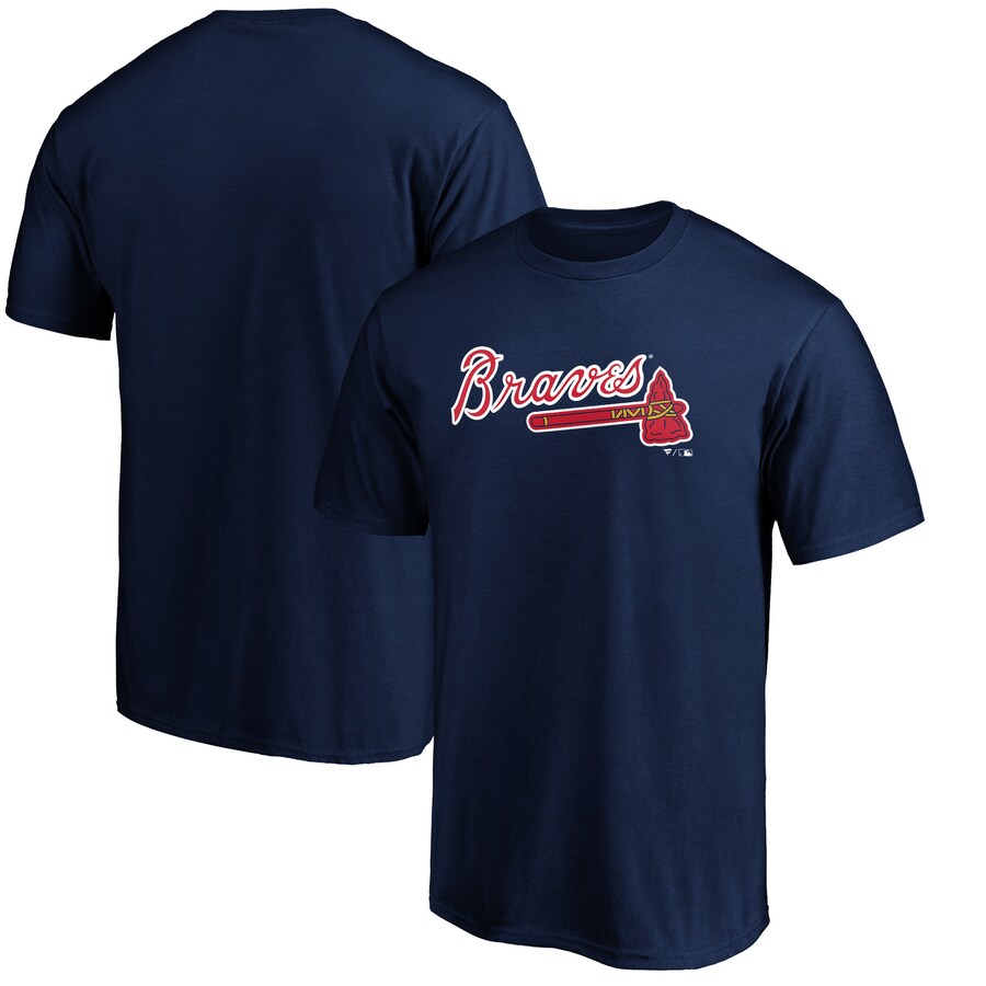 Men's Atlanta Braves Navy Official Team Wordmark T-Shirt - Puhuasuan