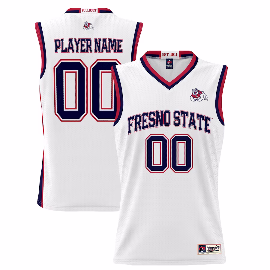 Fresno State Bulldogs GameDay Greats Youth NIL Pick-A-Player Lightweight Basketball Jersey - White - Puhuasuan