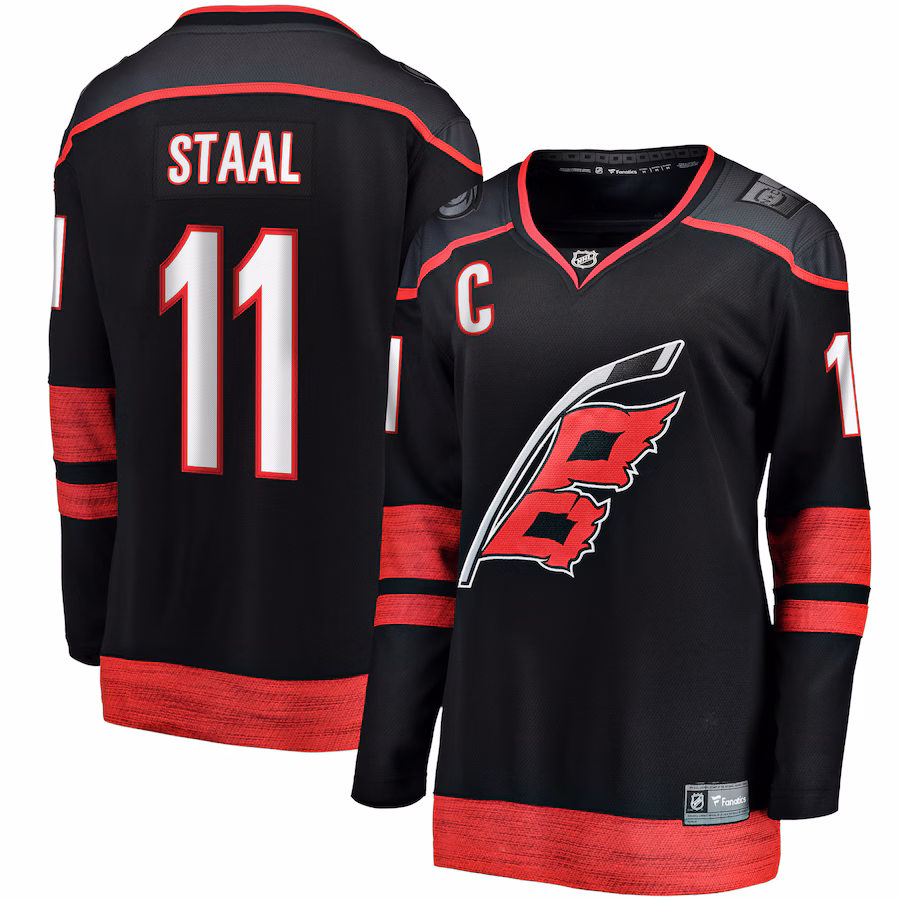 Women's Carolina Hurricanes Jordan Staal Fanatics Black Home Captain Patch Breakaway Player Jersey - Puhuasuan