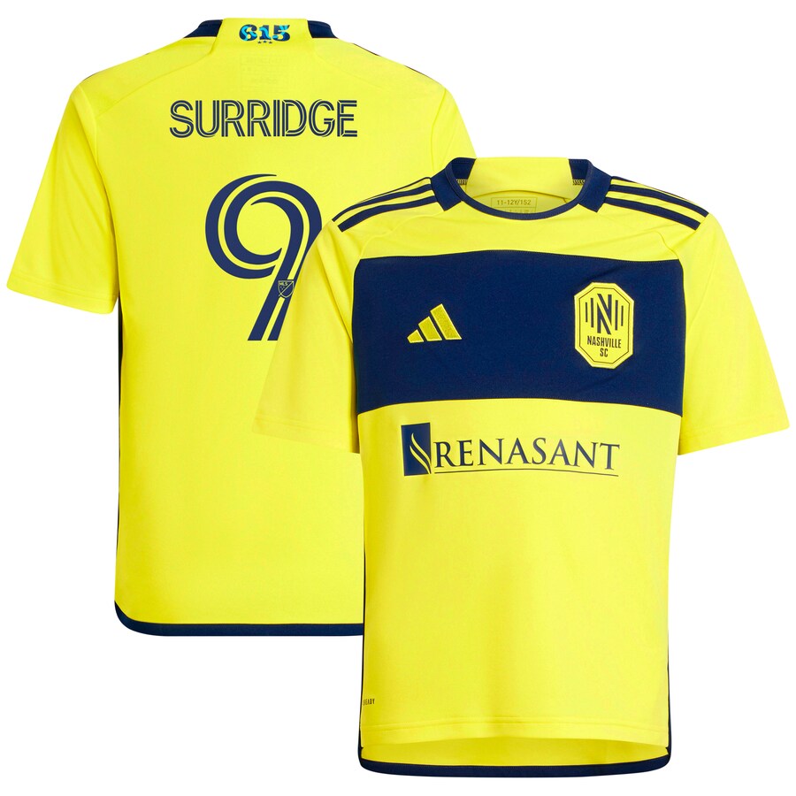 Youth Nashville SC Sam Surridge adidas Yellow 2024 The 615 Kit Replica Player Jersey - Puhuasuan