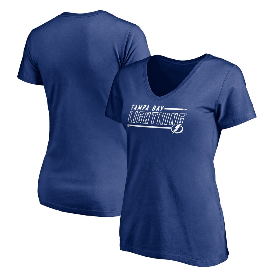 Women's Tampa Bay Lightning Blue Mascot In Bounds V-Neck T-Shirt - Puhuasuan