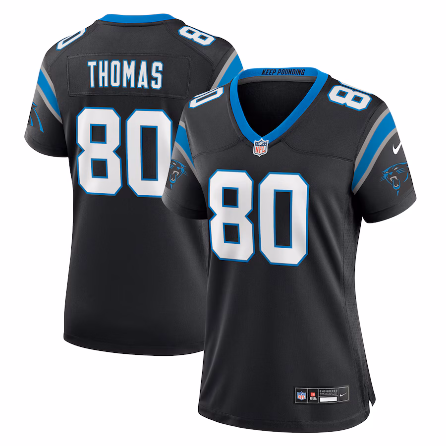 Women's Carolina Panthers Ian Thomas Nike Black Team Game Jersey - Puhuasuan