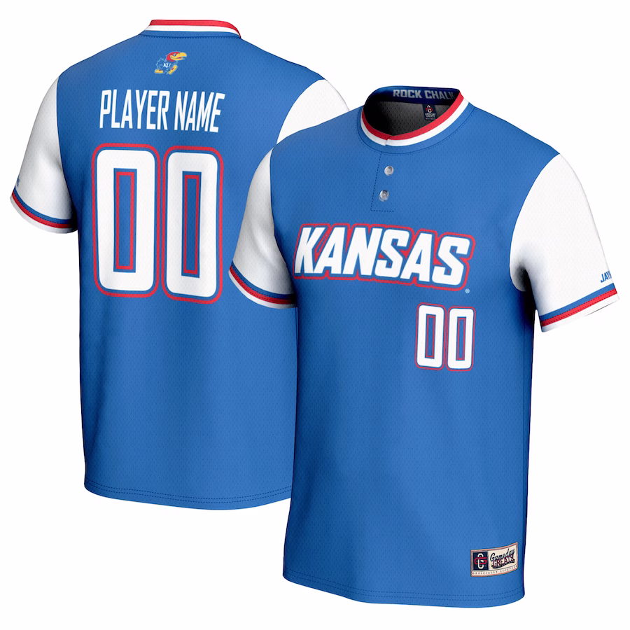 Kansas Jayhawks GameDay Greats Youth NIL Pick-A-Player Lightweight Softball Jersey - Royal - Puhuasuan