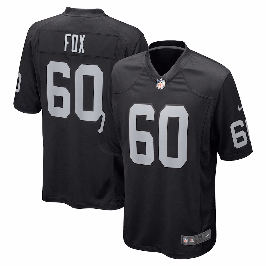 Men's Las Vegas Raiders Tomari Fox Nike Black Team Game Jersey - Puhuasuan