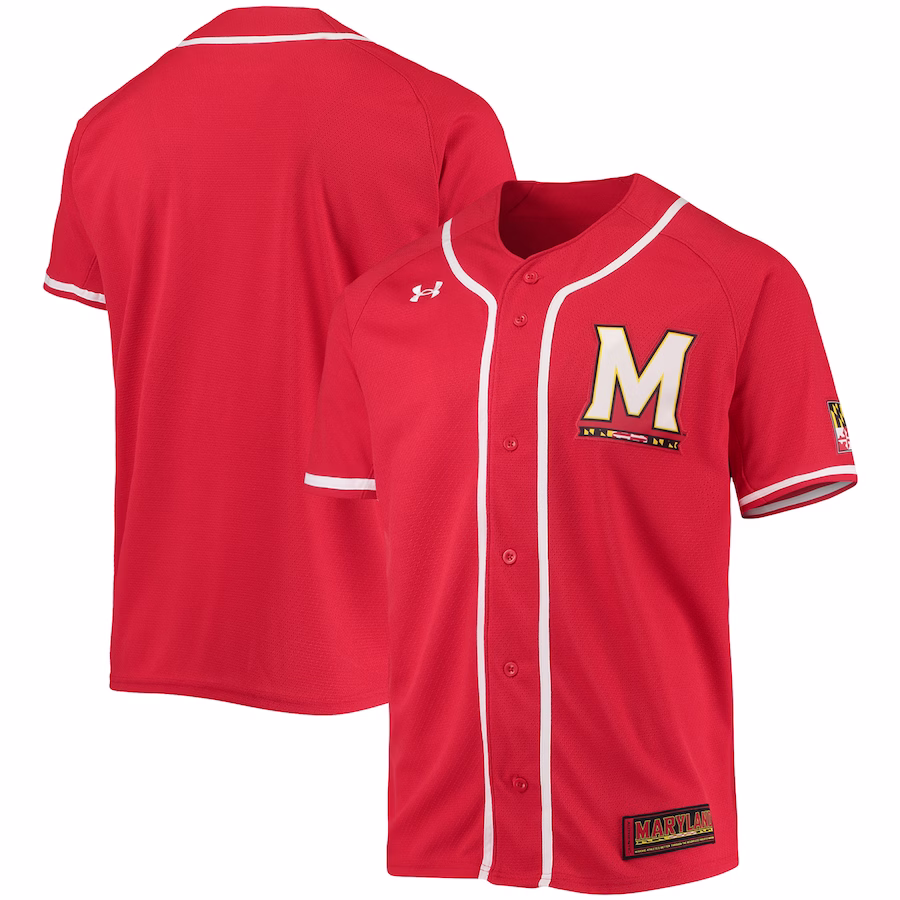 Maryland Terrapins Under Armour Replica Baseball Jersey - Red - Puhuasuan