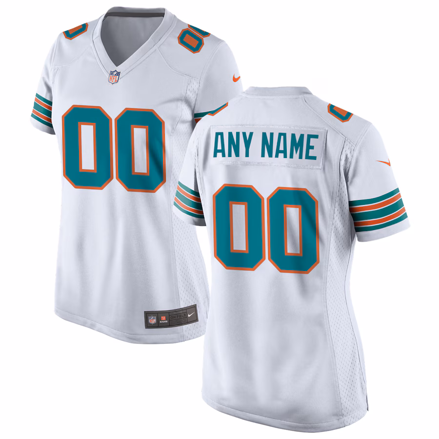 Women's Miami Dolphins Nike White Alternate Custom Game Jersey - Puhuasuan