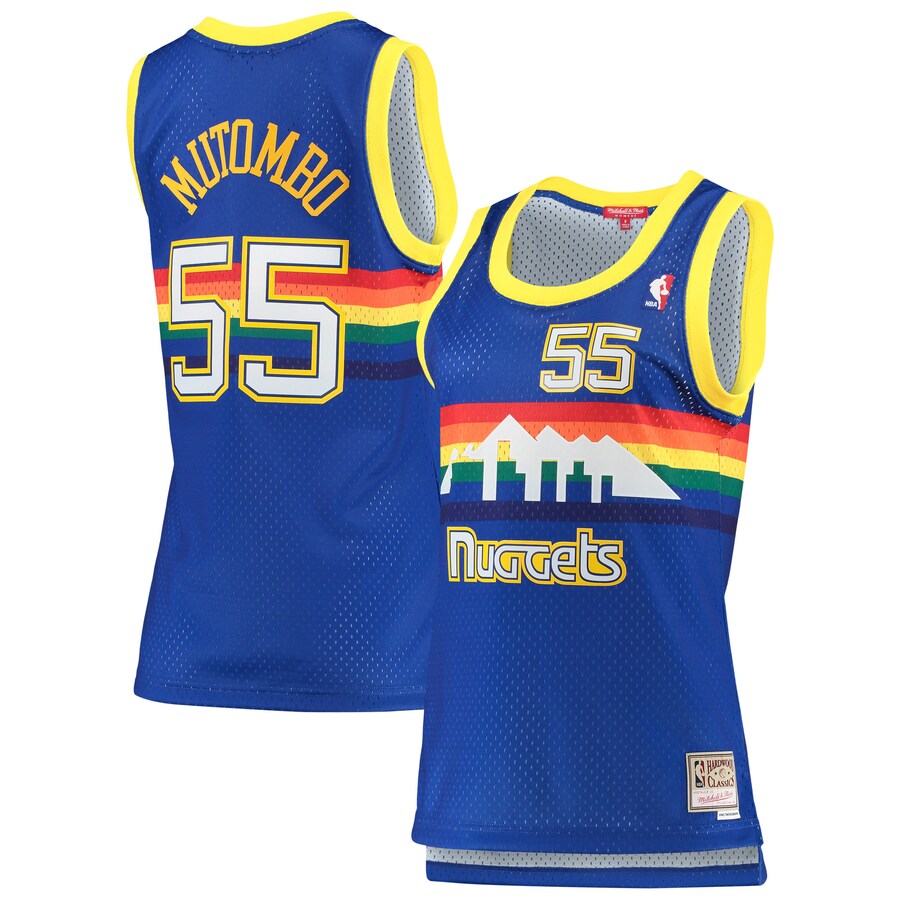 Women's Denver Nuggets Dikembe Mutombo Mitchell & Ness Royal 1991/92 Hardwood Classics Swingman Jersey - Puhuasuan
