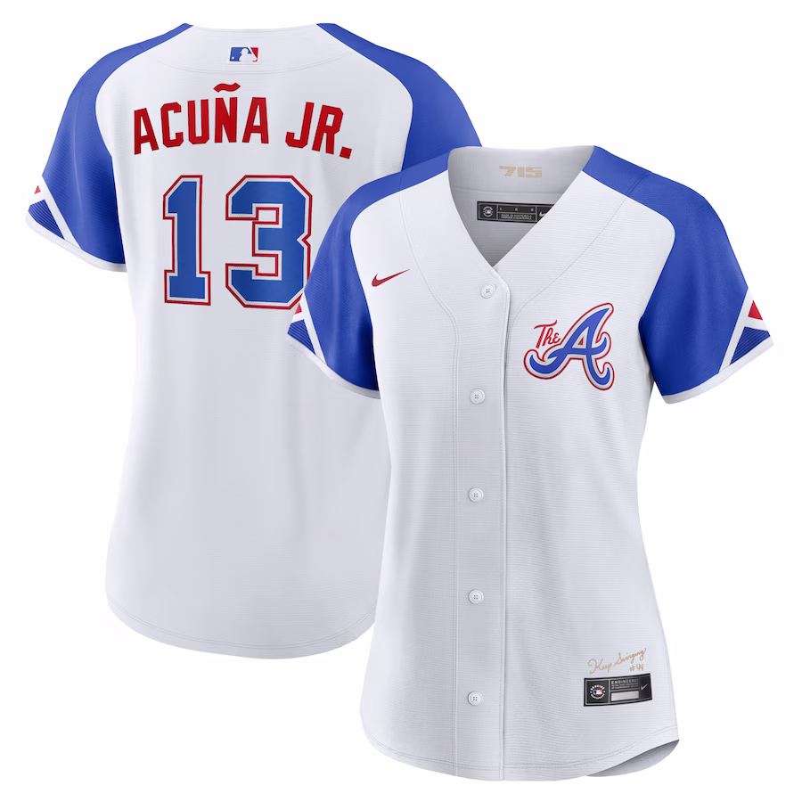 Women's Atlanta Braves Ronald Acuña Jr. Nike White City Connect Replica Player Jersey - Puhuasuan