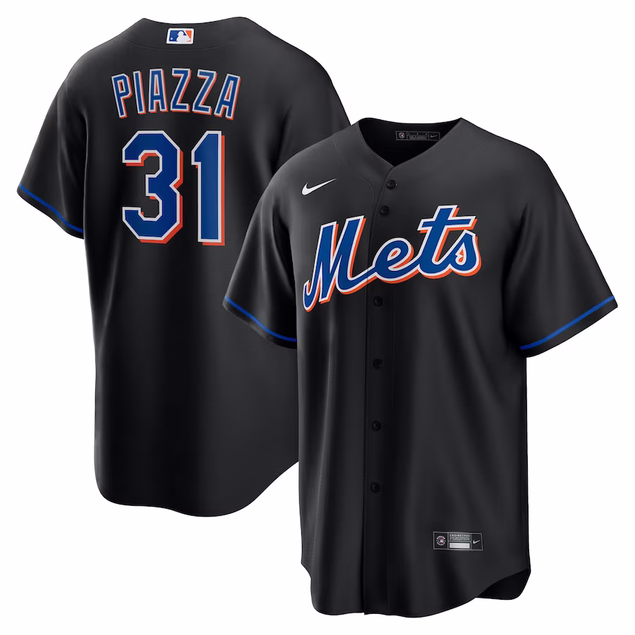 Men's New York Mets Mike Piazza Nike Black 2022 Alternate Replica Player Jersey - Puhuasuan