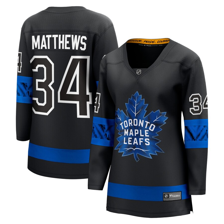 Women's Toronto Maple Leafs Auston Matthews Fanatics Branded Black Alternate Premier Breakaway Reversible Player Jersey - Puhuasuan