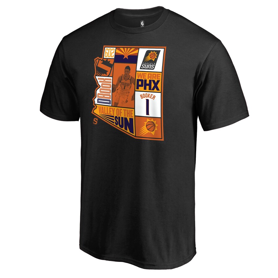 Men's Phoenix Suns Devin Booker Black Player State T-Shirt - Puhuasuan