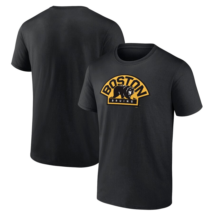 Men's Boston Bruins Black Shoulder Patch Logo T-Shirt - Puhuasuan