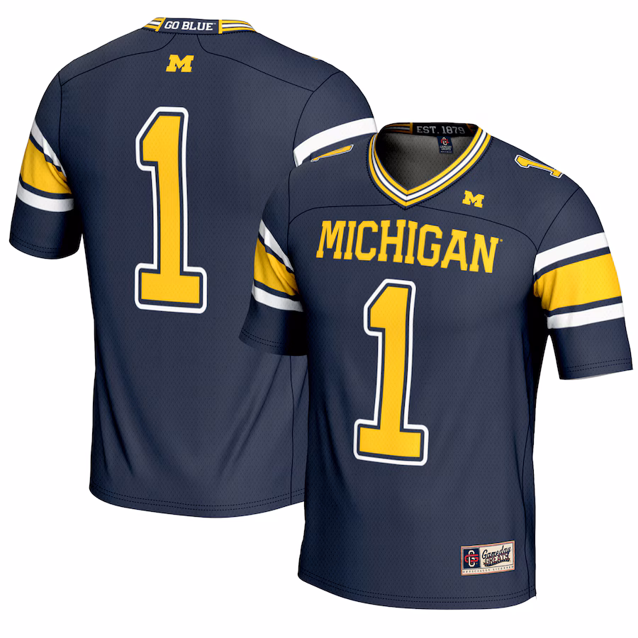 Youth GameDay Greats #1 Navy Michigan Wolverines Football Jersey - Puhuasuan
