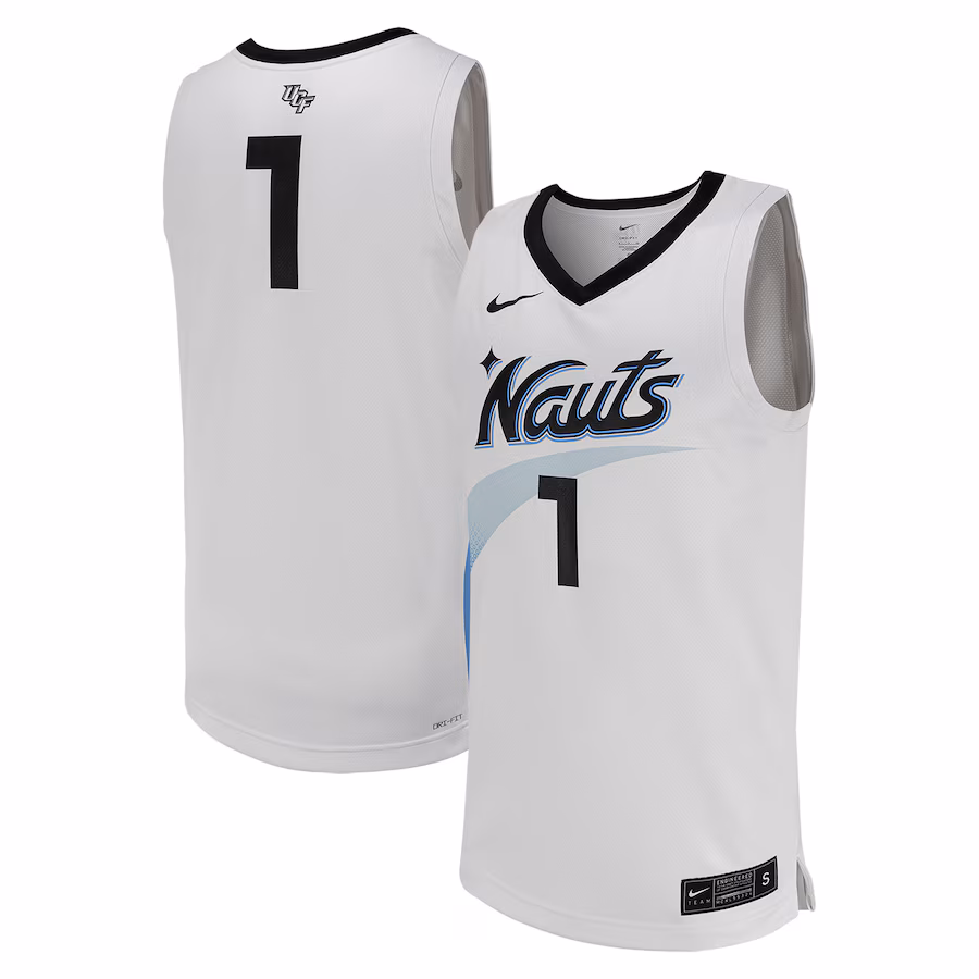 Men's Nike #1 White UCF Knights Replica Basketball Jersey - Puhuasuan