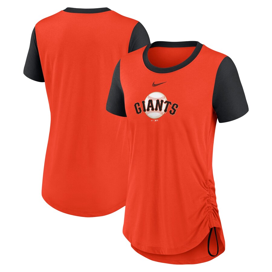 Women's San Francisco Giants Nike Orange Hipster Swoosh Cinched Tri-Blend Performance Fashion T-Shirt - Puhuasuan