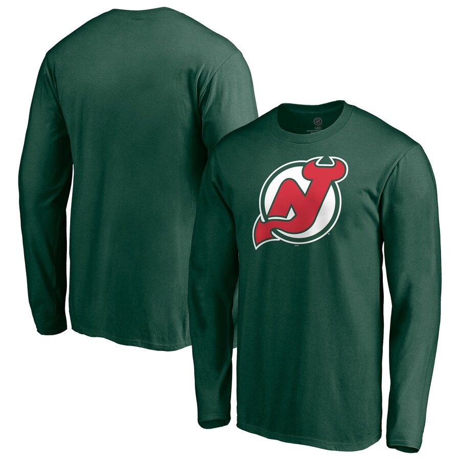 Men's New Jersey Devils Green Special Edition Primary Logo Long Sleeve T-Shirt - Puhuasuan