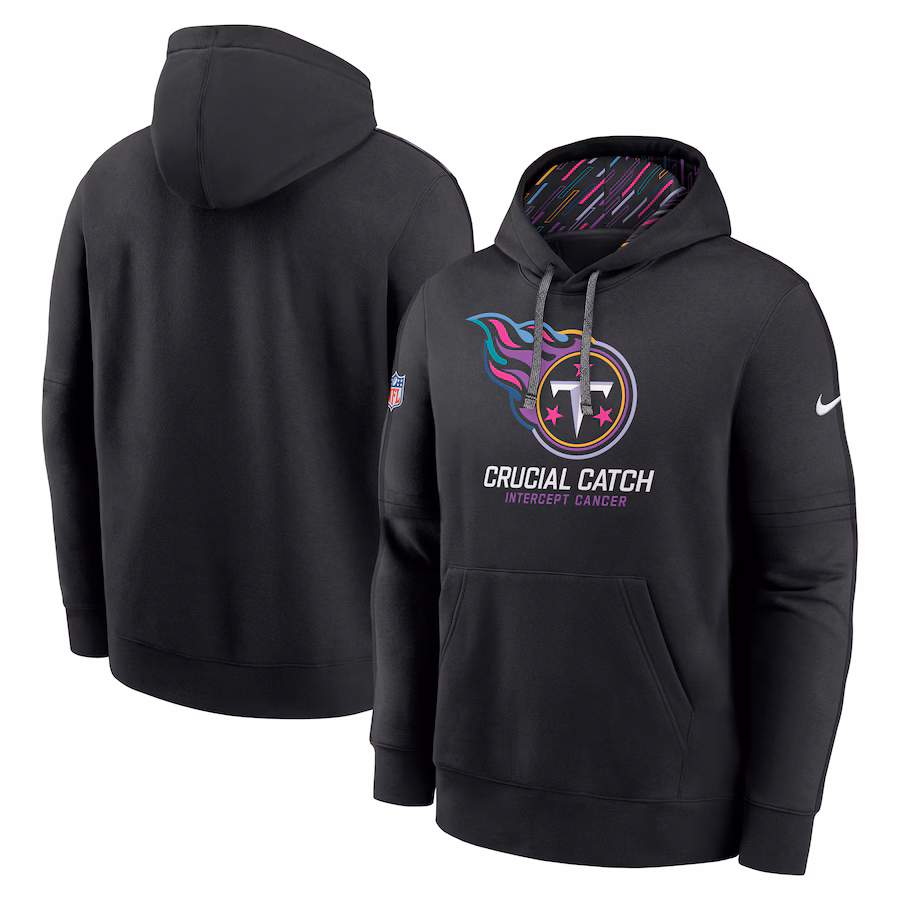 Men's Tennessee Titans Nike Black 2024 NFL Crucial Catch Club Pullover Hoodie - Puhuasuan