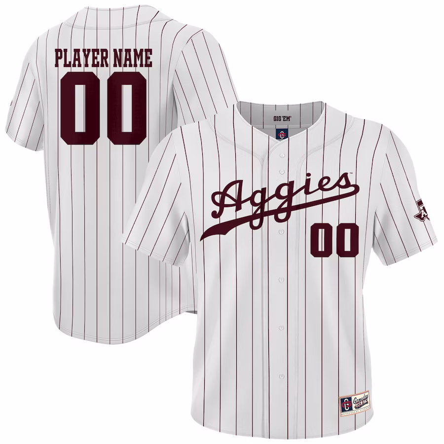 Texas A&M Aggies GameDay Greats Youth NIL Pick-A-Player Lightweight Baseball Jersey - White - Puhuasuan