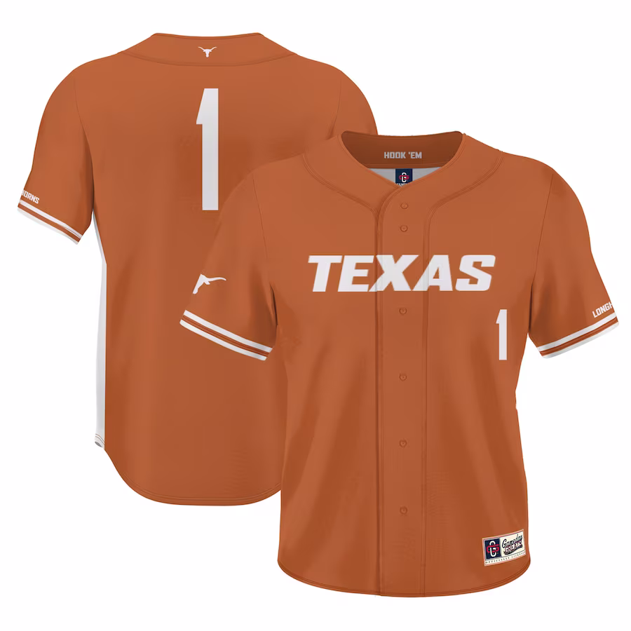 #1 Texas Longhorns GameDay Greats Lightweight Baseball Jersey - Burnt Orange - Puhuasuan