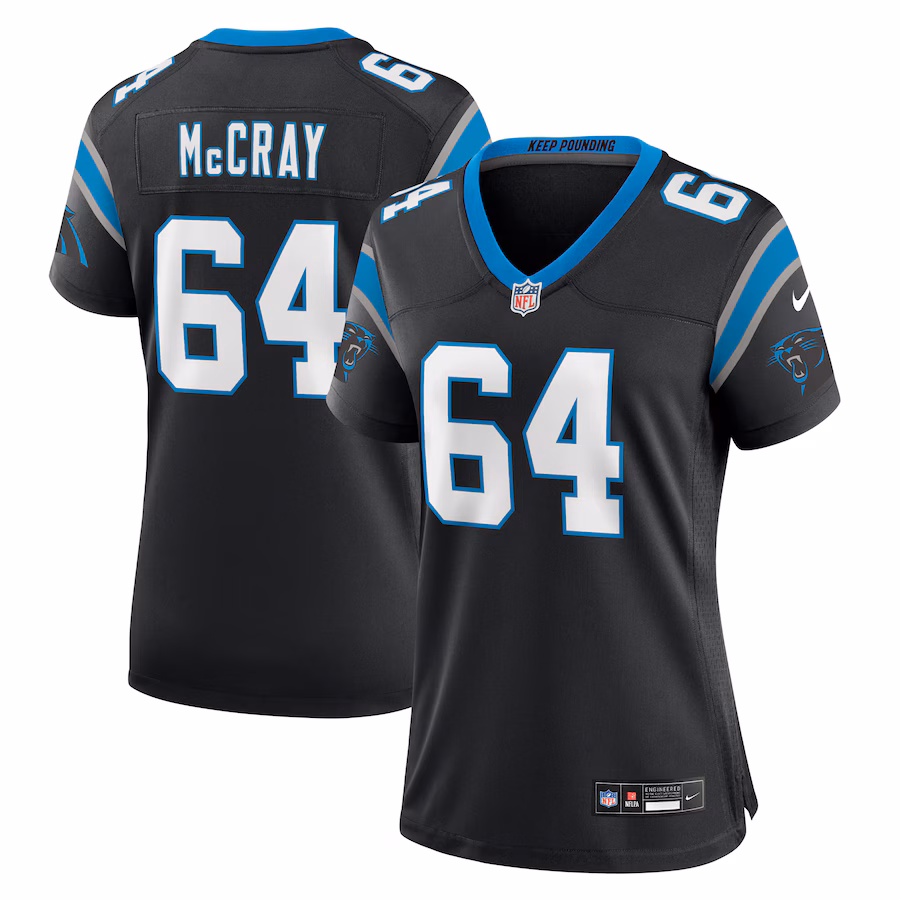 Women's Carolina Panthers Justin McCray Nike Black Team Game Jersey - Puhuasuan