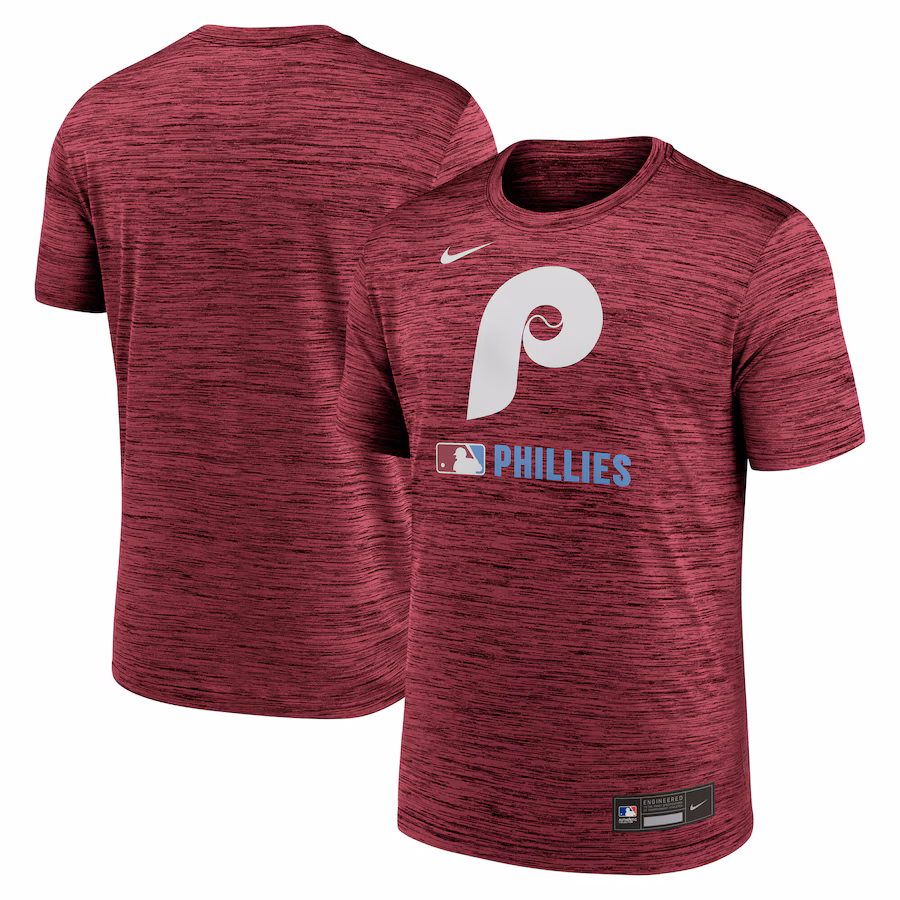Men's Philadelphia Phillies Nike Burgundy Authentic Collection Velocity Performance Practice T-Shirt - Puhuasuan