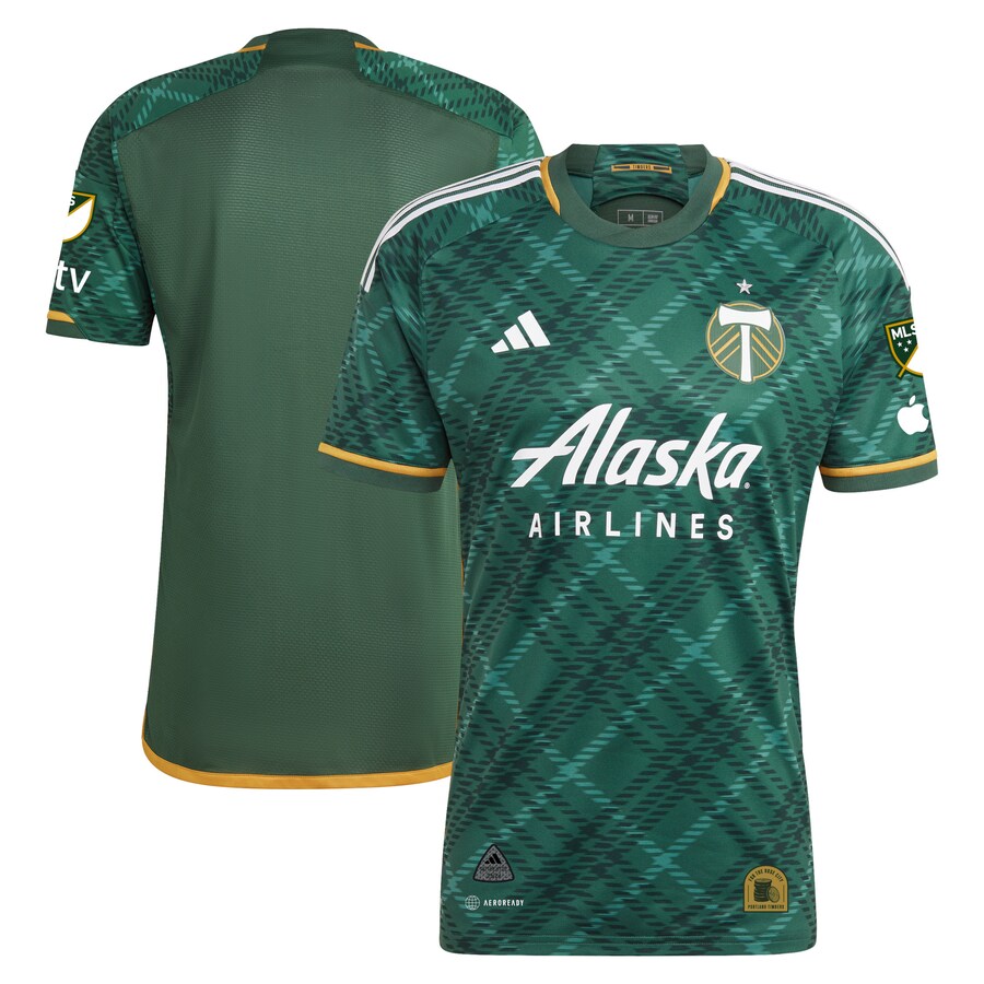 Men's Portland Timbers adidas Green 2023 Portland Plaid Kit Authentic Jersey - Puhuasuan