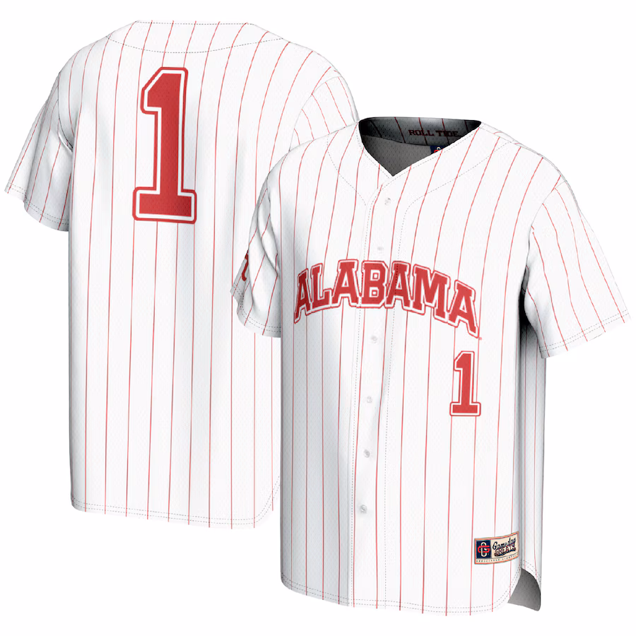 Youth GameDay Greats #1 White Alabama Crimson Tide Lightweight Baseball Fashion Jersey - Puhuasuan