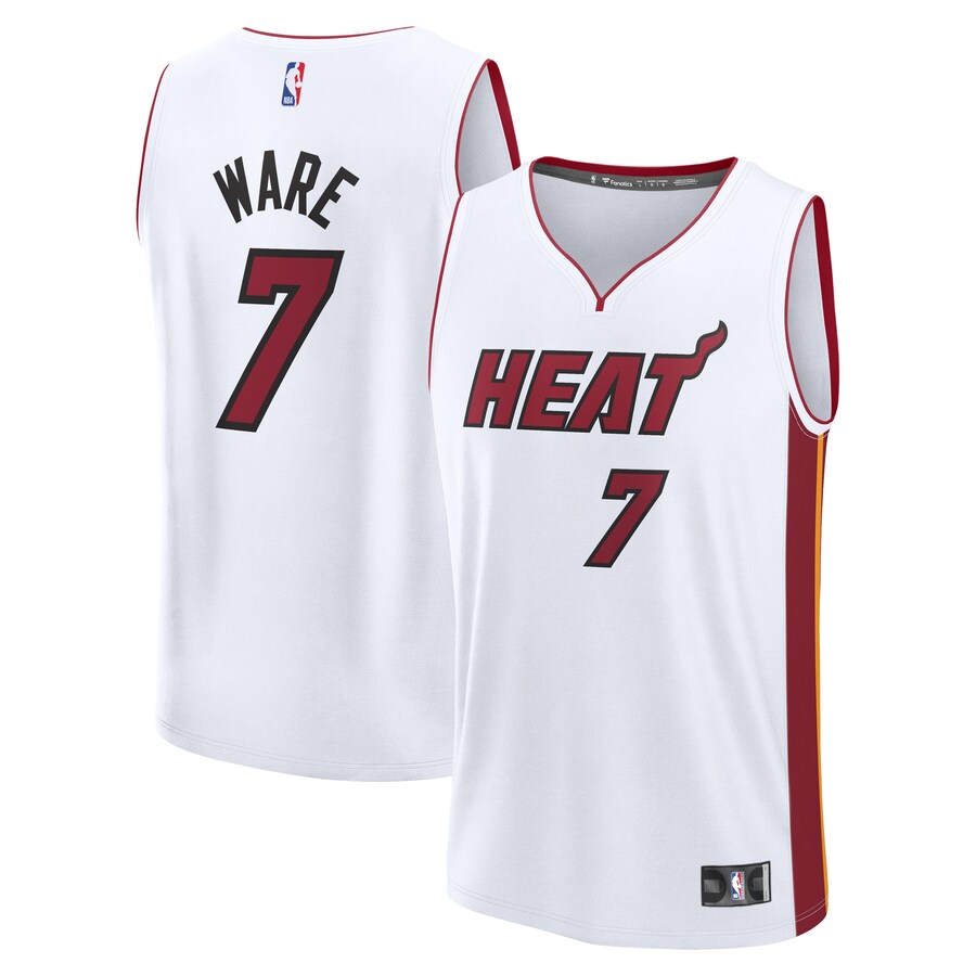 Men's Miami Heat Kel'el Ware Fanatics White Fast Break Replica Player Jersey - Association Edition - Puhuasuan