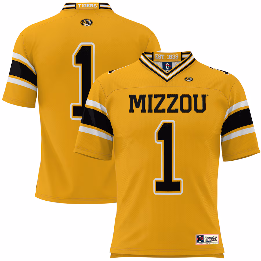 Men's GameDay Greats #1 Gold Missouri Tigers Football Jersey - Puhuasuan
