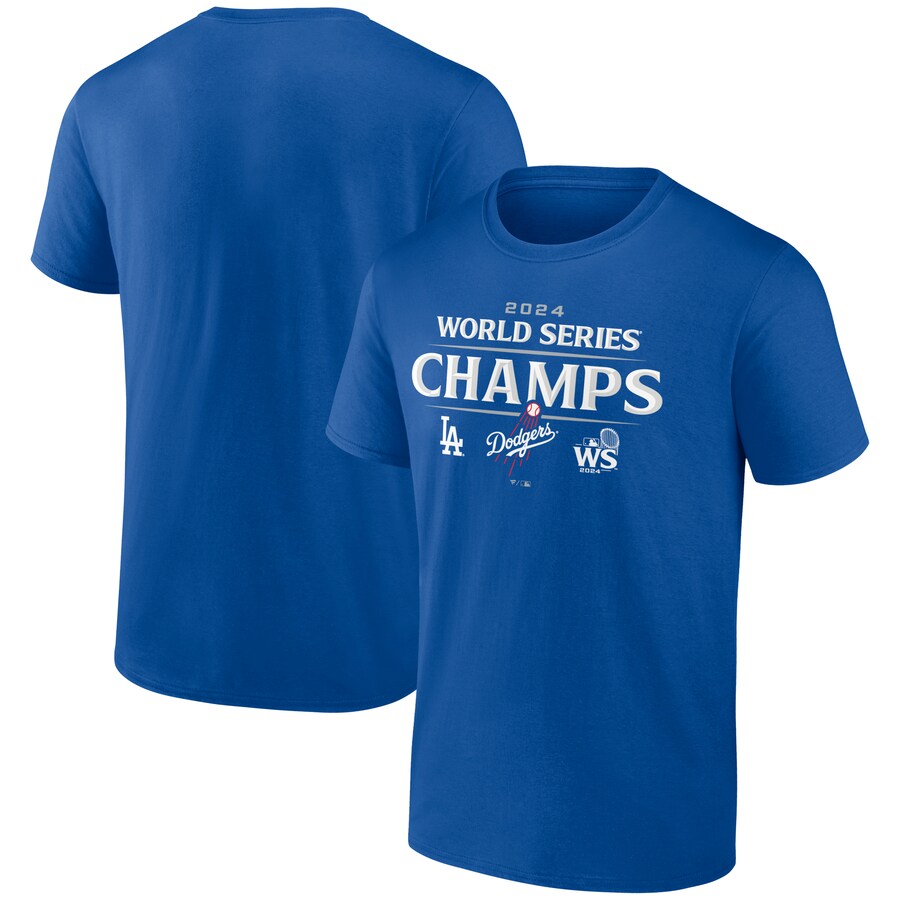 Men's Los Angeles Dodgers Fanatics Royal 2024 World Series Champions Official Logo T-Shirt - Puhuasuan