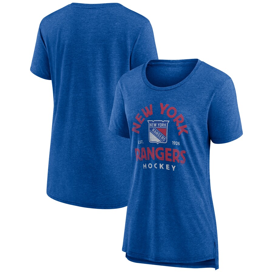 Women's New York Rangers Blue Vintage Arch Tri-Blend T-Shirt - Puhuasuan