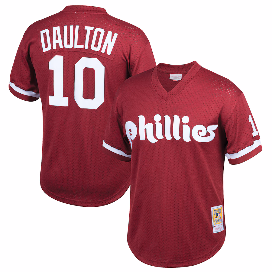 Youth Philadelphia Phillies Darren Daulton Mitchell & Ness Burgundy Cooperstown Collection Mesh Batting Practice Jersey - Puhuasuan