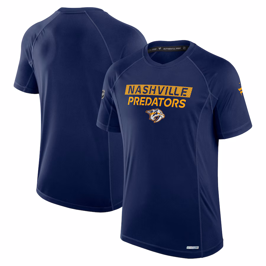 Men's Nashville Predators Fanatics Navy Authentic Pro Rink Tech T-Shirt - Puhuasuan