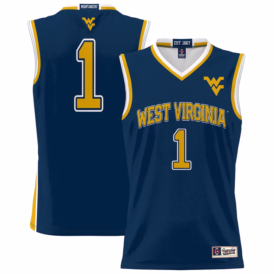 #1 West Virginia Mountaineers GameDay Greats Youth Lightweight Basketball Jersey - Navy - Puhuasuan