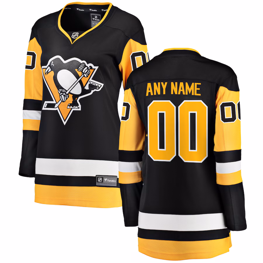 Women's Pittsburgh Penguins Fanatics Black Home Breakaway Custom Jersey - Puhuasuan