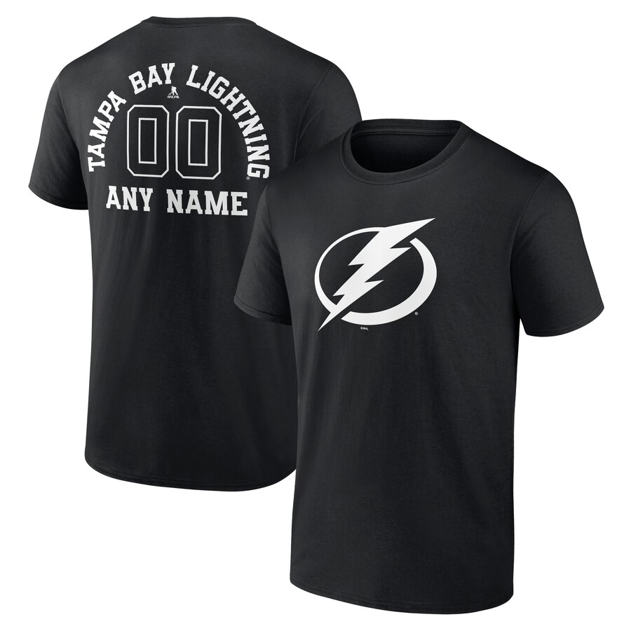 Men's Tampa Bay Lightning Black Personalized Name & Number Monochrome T-Shirt - Puhuasuan