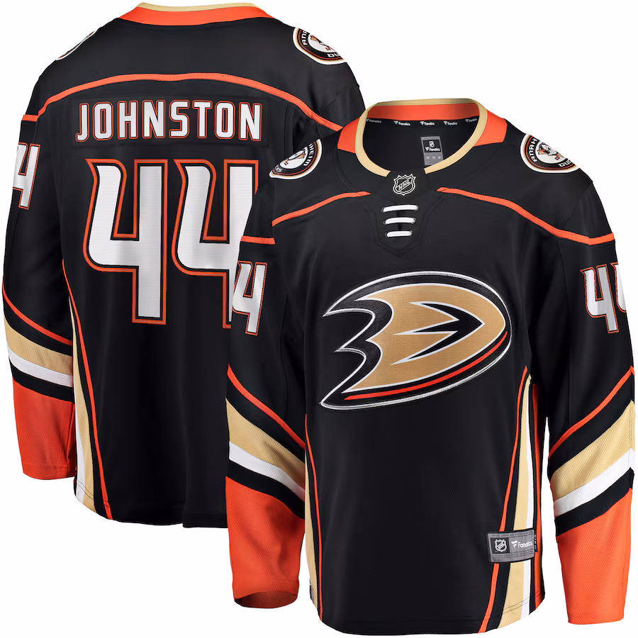 Men's Anaheim Ducks Ross Johnston Fanatics Black Home Premier Breakaway Player Jersey - Puhuasuan
