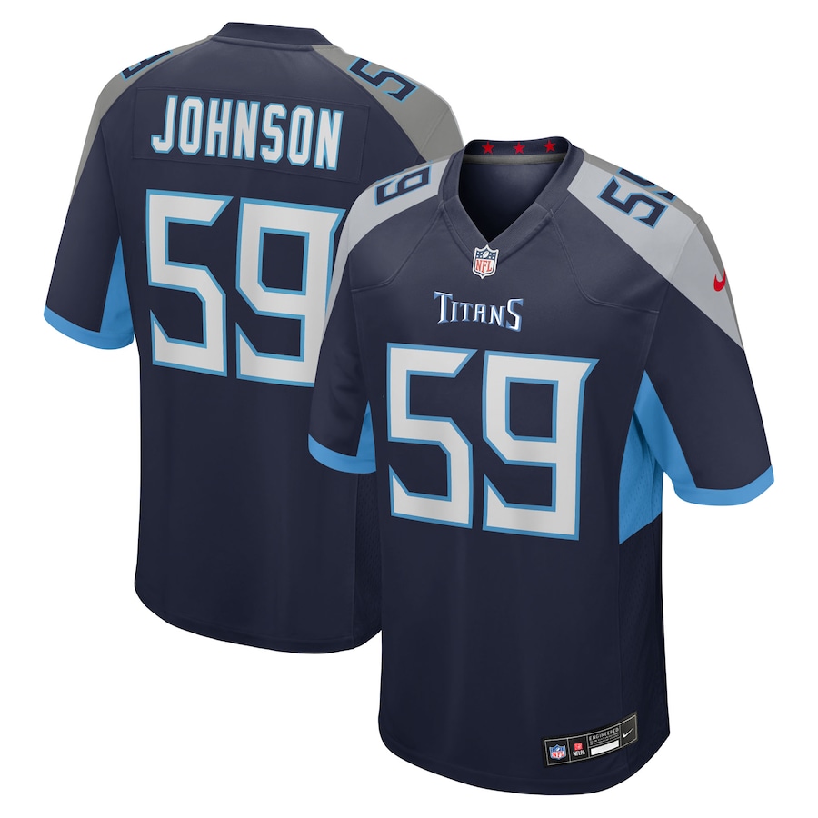 Men's Tennessee Titans Kyron Johnson Nike Navy Team Game Jersey - Puhuasuan