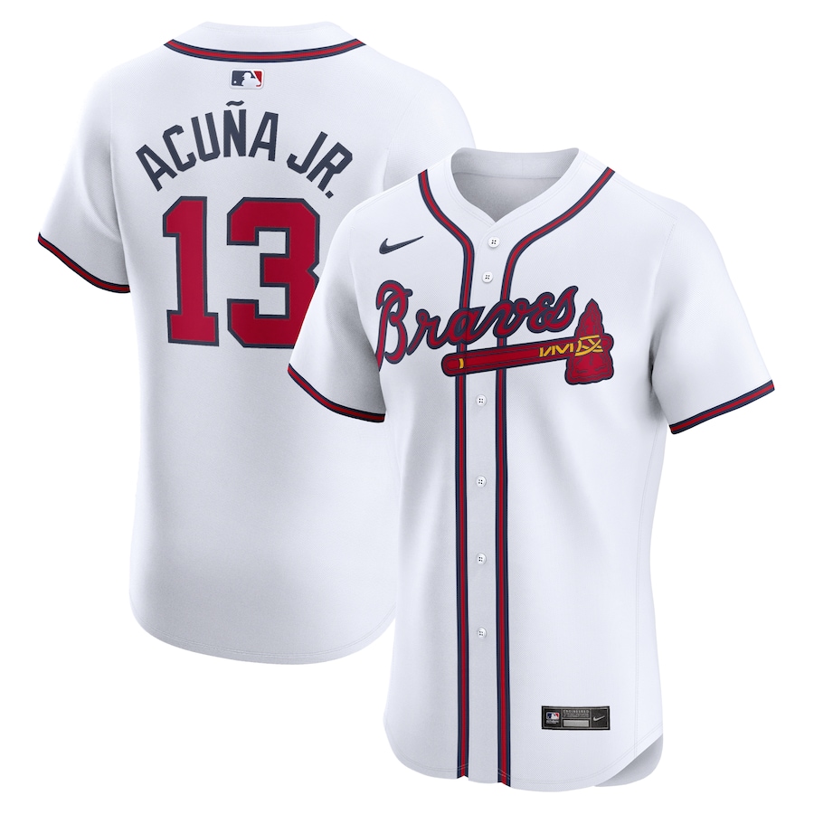 Men's Atlanta Braves Ronald Acuña Jr. Nike White Home Elite Jersey - Puhuasuan