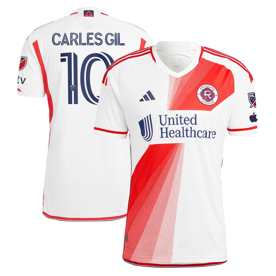 Men's New England Revolution Carles Gil adidas White 2023 Defiance Authentic Jersey - Puhuasuan