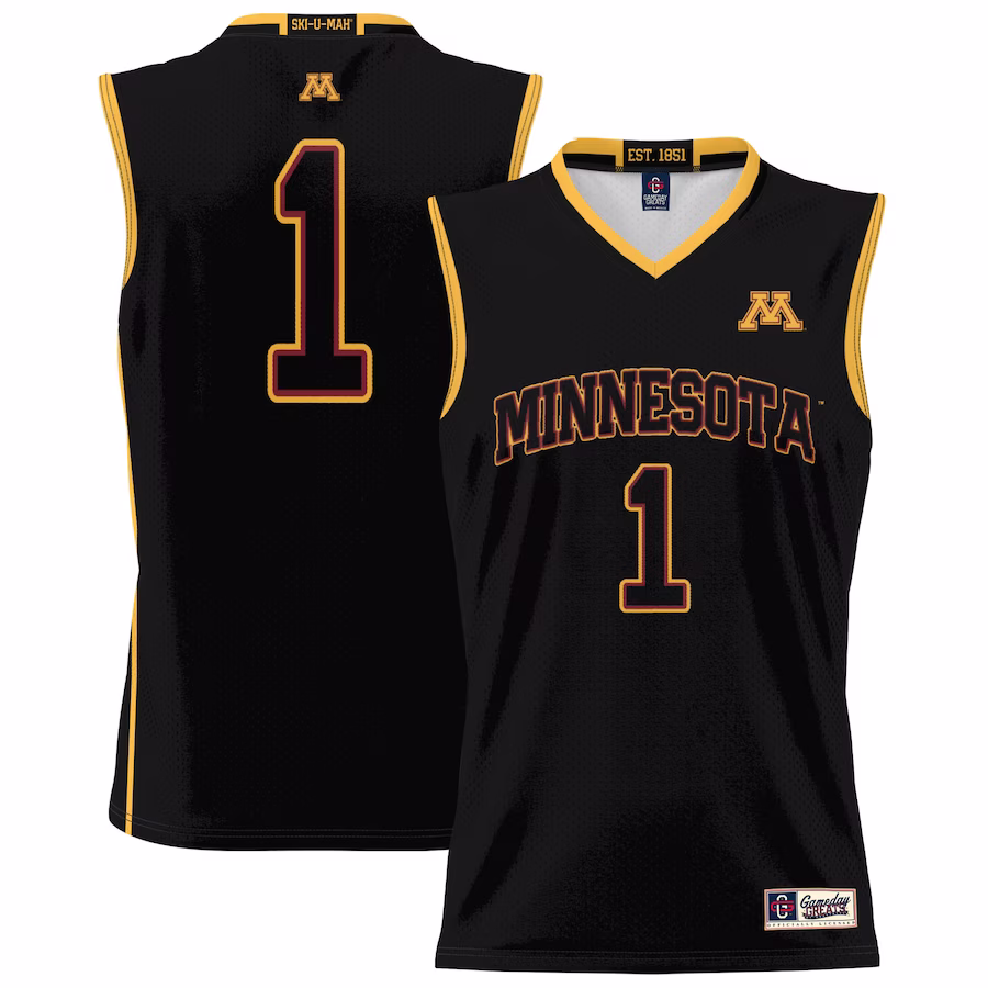 #1 Minnesota Golden Gophers GameDay Greats Unisex Lightweight Basketball Jersey - Black - Puhuasuan