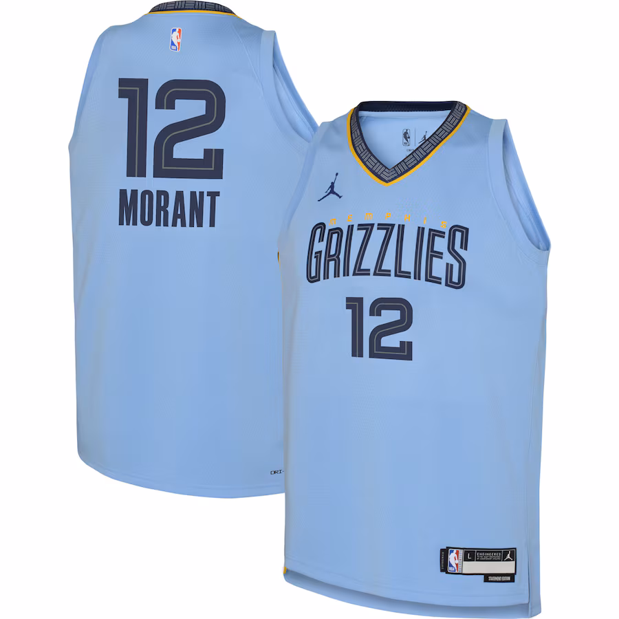 Youth Memphis Grizzlies Ja Morant Jordan Brand Light Blue Swingman Jersey - Statement Edition - Puhuasuan
