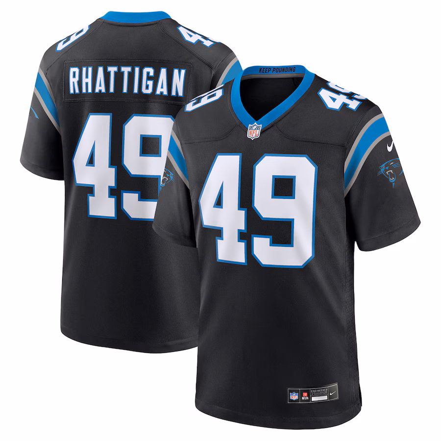 Men's Carolina Panthers Jon Rhattigan Nike Black Game Jersey - Puhuasuan
