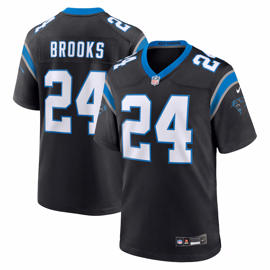 Men's Carolina Panthers Jonathon Brooks Nike Black Game Jersey - Puhuasuan