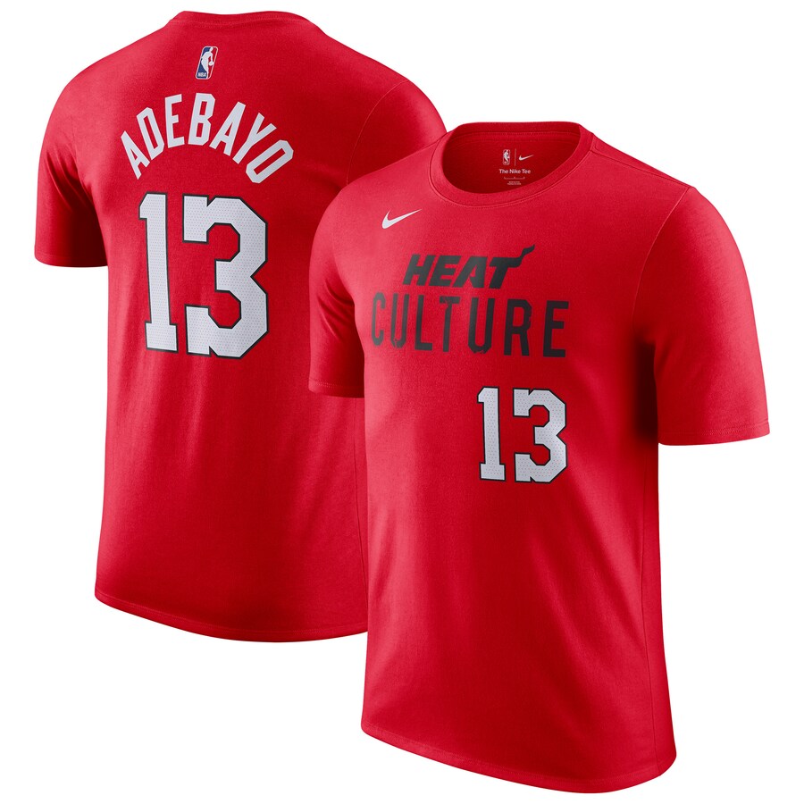 Men's Miami Heat Bam Adebayo Nike Red 2024/25 City Edition Name & Number T-Shirt - Puhuasuan